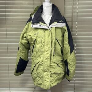 Columbia Ski Jacket Coat Hooded Women’s Large Insulated Winter Parka‎ Lime Green